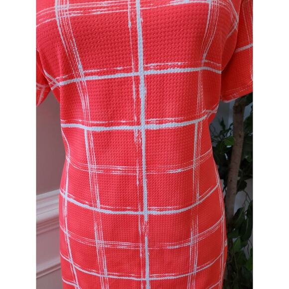 Good Time Women's Orange White Round Neck Short Sleeve Knee Length Dress Size 2X - Picture 3 of 11